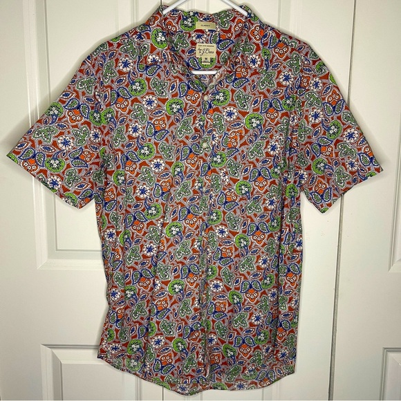 J. Crew Other - J. Crew Green Paisley Button Up Size Medium Short Sleeve Men’s Loud Limited Red